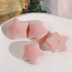 Pink Cabujones de resina flocados, estrella, rosa, 19x18 mm