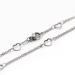 Stainless Steel Color 304 Stailess Steel Chain Necklaces, with Lobster Claw Clasps, Stainless Steel Color, 17.7 inch(45cm)