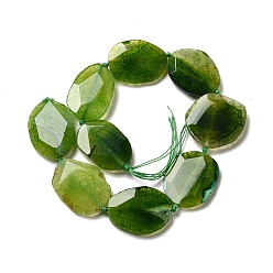 Green Natural Gemstone Beads Strands, Agate Slices, Crackle Agate, Dyed, Nuggets, Green, 30~65x26~40x7~9mm, Hole: 1.5mm, about 6~11pcs/strand, 15.5 inch