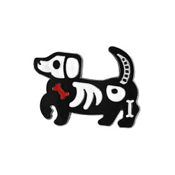 Собака Булавка для броши в виде скелета на тему Хэллоуина, значок сплава эмали для воротника рубашки костюма, собака, 19x26 мм