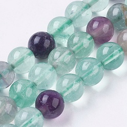 Fluorite Natural Fluorite Beads Strands, Round, 4mm, Hole: 1mm, about 81~82pcs/strand, 14.5 inch(37cm)