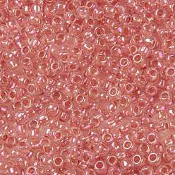 (779) Inside Color AB Crystal/Salmon Lined Cuentas de semillas redondas toho, granos de la semilla japonés, (779) interior color ab cristal / salmón forrado, 8/0, 3 mm, agujero: 1 mm, Sobre 1110 unidades / 50 g