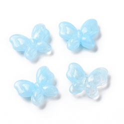 Azul Cielo Abalorios de acrílico opacos, perlas de brillo, mariposa, luz azul cielo, 17x20x5.5 mm, agujero: 1.6 mm, Sobre 415 unidades / 500 g