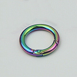 Rainbow Color Bagues à ressort en alliage, pour la décoration d'ornements de sac à main, anneau, couleur arc en ciel, 28x4mm, Trou: 19mm