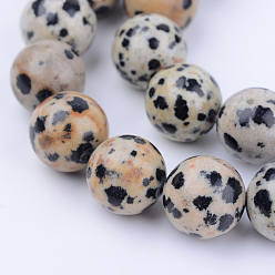 Jaspe Dalmate Naturelles dalmate jaspe perles brins, ronde, 4~4.5mm, Trou: 0.8mm, Environ 96 pcs/chapelet, 15.5 pouce