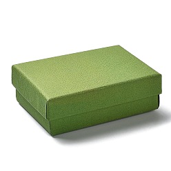 Lime Green Cardboard Jewelry Set Boxes, with Sponge Inside, Rectangle, Lime Green, 9.15x7.1x3.05cm