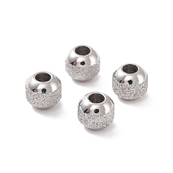 Stainless Steel Color Textured 304 Stainless Steel Beads, Round, Stainless Steel Color, 4mm, Hole: 1.5mm