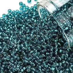 (23BDA) Green Aqua Silver Lined TOHO Round Seed Beads, Japanese Seed Beads, (23BDA) Green Aqua Silver Lined, 11/0, 2.2mm, Hole: 0.8mm, about 5555pcs/50g