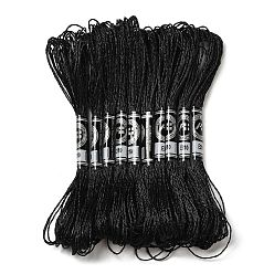 Black 10 Skeins 12-Ply Metallic Polyester Embroidery Floss, Glitter Cross Stitch Threads for Craft Needlework Hand Embroidery, Friendship Bracelets Braided String, Black, 0.8mm, about 8.75 Yards(8m)/skein