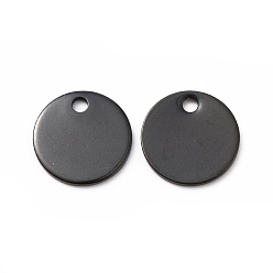 Electrophoresis Black 304 Stainless Steel Pendants, Blank Stamping Tag, Flat Round, Electrophoresis Black, 12x1mm, Hole: 1.5mm