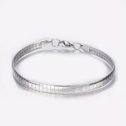 Stainless Steel Color 304 Stainless Steel Chain Bracelets, with Lobster Claw Clasps, V Shape Pattern, Stainless Steel Color, 8-1/4 inch(210mm), 6x1.5mm