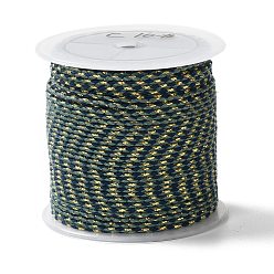 Dark Green 4-Ply Polycotton Cord, Handmade Macrame Cotton Rope, with Gold Wire, for String Wall Hangings Plant Hanger, DIY Craft String Knitting, Dark Green, 1.5mm, about 21.8 yards(20m)/roll