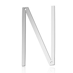 Letter N 201 Stainless Steel Links connectors, Letter, Stainless Steel Color, Letter.N, 37x20.5x1mm, Hole: 1mm