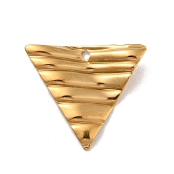 Oro 304 colgantes de acero inoxidable, textura, triángulo, dorado, 17x19x2.5 mm, agujero: 1.2 mm