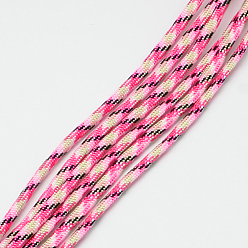 Rose Chaud 7 âmes intérieures cordes en polyester et spandex, pour la fabrication de bracelets en corde, rose chaud, 4mm, environ 109.36 yards (100m)/paquet, 420~500g / bundle