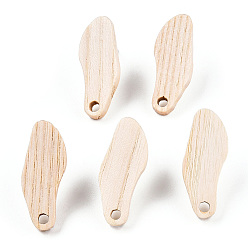 Others Ash Wood Stud Earring Findings, with 304 Stainless Steel Pin, Others, 23x9.5mm, Hole: 2mm, Pin: 0.7mm