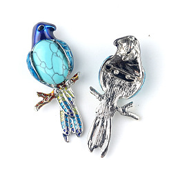Synthetic Turquoise Parrot Synthetic Turquoise Brooch Pin for Women, 68x28mm