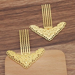 Золотой Железная фурниутра для гребенки, с петлями и треугольником из сплава, золотые, 72x65x3 мм