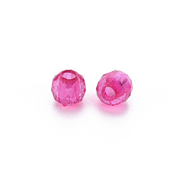 Medium Violet Red Transparent Acrylic Beads, Faceted, Round, Medium Violet Red, 4x4mm, Hole: 1.5mm, about 16100pcs/500g