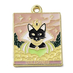 Черный Подвески с эмалью из сплава Word Empress, золотые, оберег таро черная кошка, чёрные, 27x20x1.5 мм, отверстие : 2 мм