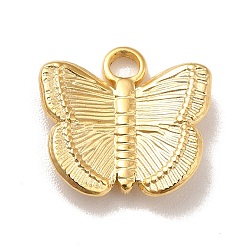 Real 18K Gold Plated Ion Plating(IP) 304 Stainless Steel Pendants,  Butterfly Charms, Real 18K Gold Plated, 12.5x13x3mm, Hole: 1.8mm