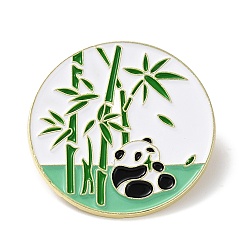 Vert Panda avec des épingles en émail de bambou, badge de dessin animé en alliage de zinc doré pour vêtements de sac à dos, verte, 35x1.5mm