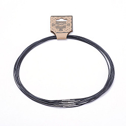 Black Waxed Cotton Cord Necklace Making, with 304 Stainless Steel Clasps, Stainless Steel Color, Black, 17.7 inch(45cm)