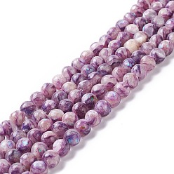 Purple Natural Selenite Beads Strands, Dyed, Round, Purple, 8mm, Hole: 1.2mm, about 50pcs/strand, 15.94''(40.5cm)