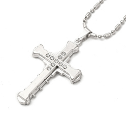 Platinum Alloy Cross Pandant Necklace with Link Chains, Gothic Jewelry for Men Women, Platinum, 23.62 inch(60cm)