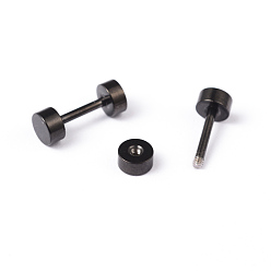Gunmetal Flat Round 304 Stainless Steel Barbell Cartilage Earrings, Screw Back Earrings, Hypoallergenic Earrings, Gunmetal, 10x4mm, Pin: 1mm