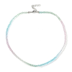 Medium Sea Green Bling Glass Round Beaded Necklace for Women, Medium Sea Green, 16.93 inch(43cm)