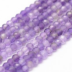 Amethyst Natural Amethyst Beads Strands, Faceted, Round, 3mm, Hole: 0.5~0.6mm, about 127~135pcs/strand, 15.3~15.7 inch(39~40cm)