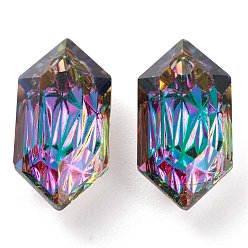 Volcán Colgantes de diamantes de imitación de vidrio en relieve, bicono, facetados, 13x6.5x4 mm, agujero: 1.5 mm