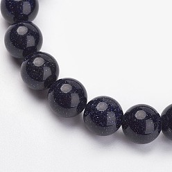 Blue Goldstone Synthetic Blue Goldstone Stretch Bracelets, Round, 50mm(2 inch), Bead: 8.5mm