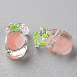 Pink Transparent Enamel Acrylic Beads, Pineapple, Pink, 25x15x9mm, Hole: 3.5mm