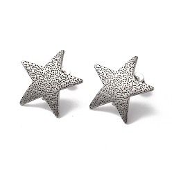 Star 304 Stainless Stud Earring Findings, with Vertical Loops, Stainless Steel Color, Star, 22x22mm, Hole: 2.5mm, Pin: 0.8mm