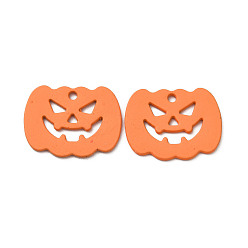 Dark Orange Halloween Alloy Pendants, Cadmium Free & Nickel Free & Lead Free, Pumpkin, Dark Orange, 14x18x1mm, Hole: 1.4mm