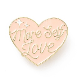 PeachPuff Word More Self Love Enamel Pin, Golden Alloy Feminism Brooch for Backpack Clothes, PeachPuff, 26x31x2mm, Pin: 1.2mm.
