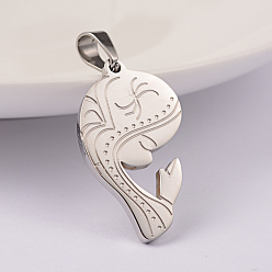 Stainless Steel Color 304 Stainless Steel Pendants, Virgin Mary, Stainless Steel Color, 27x15x2mm, Hole: 6x4mm