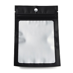 Noir Sac de fermeture à glissière en plastique, sacs de rangement de couleur dégradée, sac auto-scellant, joint haut, avec fenêtre et trou de suspension, rectangle, noir, 15x10x0.25 cm, épaisseur unilatérale : 3.9 mil(0.1mm), 95~100 pcs /sachet 