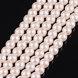 Fantasma Blanco Hebras de perlas de vidrio teñidas ecológicas, Grado A, rondo, cordón de algodón rosca, fantasma blanco, 5 mm, agujero: 1.2~1.5 mm, sobre 80 unidades / cadena, 15.7 pulgada