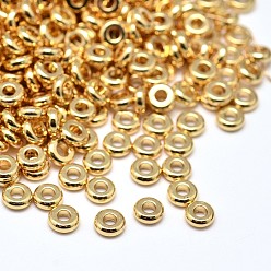 Oro Latón redondo plana granos del espaciador, dorado, 4x1.5 mm, agujero: 1.5 mm