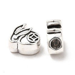 Antique Silver Tibetan Style Alloy Beads, Rabbit with Coin Pattern, Antique Silver, 13x12x6mm, Hole: 3.6mm, about 323pcs/1000g