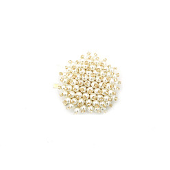 Beige Alloy Bobby Pins, with Imitation Pearl Beads, Ponytail Hook, Flat Round, Beige, 56x35x20mm