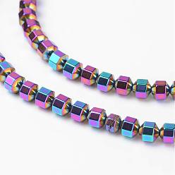 Rainbow Plated Non-Magnetic Synthetic Hematite Beads Strands, Rainbow Plated, 4x4mm, Hole: 0.8mm, about 100pcs/strand, 15.7 inch