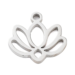 Stainless Steel Color 304 Stainless Steel Flower Lotus Charms, Stainless Steel Color, 11x11x1mm, Hole: 1.2mm