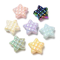 Mixed Color Opaque Acrylic Beads, AB Color Plated, Star, Mixed Color, 19.5x19.5x9mm, Hole: 3.5mm
