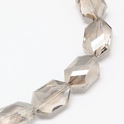 Gris Clair Perles à facettes hexagonales en verre, gris clair, 18x12x8.5mm, Trou: 1mm, Environ 40 pcs/chapelet, 25.5 pouce