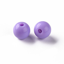 Lilas Perles acryliques opaques, ronde, lilas, 8x7mm, Trou: 2mm, environ1745 pcs / 500 g