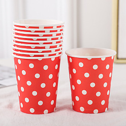 Red Polka Dot Pattern Disposable Party Paper Cups, for Birthday Party Supplies, Red, 75x85mm